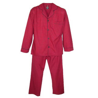 Hanes Men's Broadcloth Long Sleeve Pajama Set