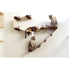 Deluxe Cat Playplace - Handcrafted Canvas and Wood wall-mounted shelving