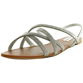 Steve Madden Zppie Women Open-Toe Canvas Silver Slingback Sandal