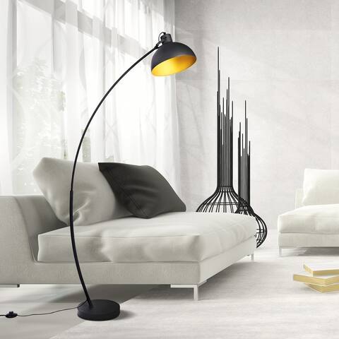 Archiology Modern Arched Floor Lamp 63" With Gold Shade