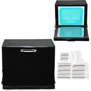 InkBed Black Compact 2-in-1 Towel Warmer & Ultraviolet Sterilizer Cabinet with 12 Facial Towels