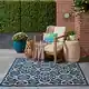 preview thumbnail 35 of 71, Nourison Caribbean Floral Geometric Indoor/Outdoor Area Rug 5'3" Square - Navy