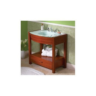 DecoLav 5118T 34" Solid Wood Vanity with Tempered Glass Top and Sink