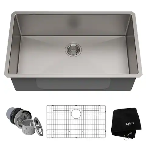KRAUS KHU100-32 Undermount 32 inch 1-Bowl Stainless Steel Kitchen Sink