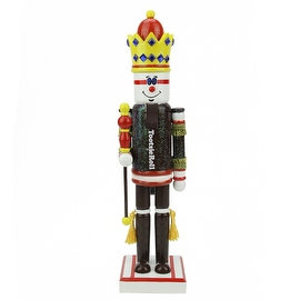 14" Decorative Brown and Red TootsieRoll King Wooden Christmas Nutcracker Figure