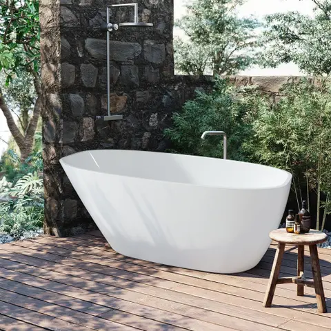 Mokleba 63" Freestanding Bathtub,Contemporary Soaking Tub,white