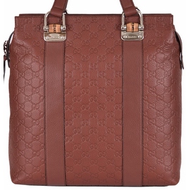 New GUCCI 355773 Leather Bamboo GG Guccissima Large Purse Handbag Tote