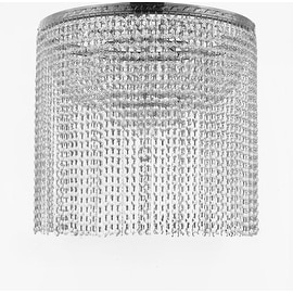 French Empire Crystal Semi Flush Chandelier Lighting with Crystal Bead Shade / Curtain H26" X W24"