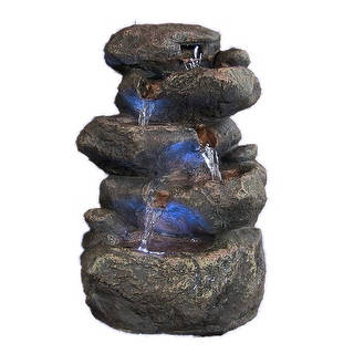 Sunnydaze Stacked Rocks Tabletop Water Fountain with LED Lights, 10.5 Inch Tall