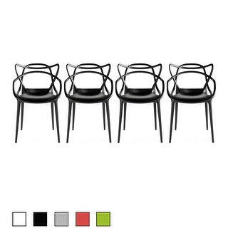 2xhome - Set of Four (4) Modern Contemporary Stackable Design Master Chair Dining Arm Chairs