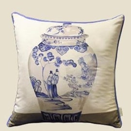 Luxury Blue One Vase Printing Pillow 18"X18"