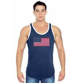 Men's USA Flag Tank Top Stars & Stripes Red WHITE & Blue American Pride Shirt