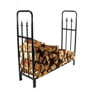 Sunnydaze Decorative Firewood Log Rack - Multiple Sizes - Black