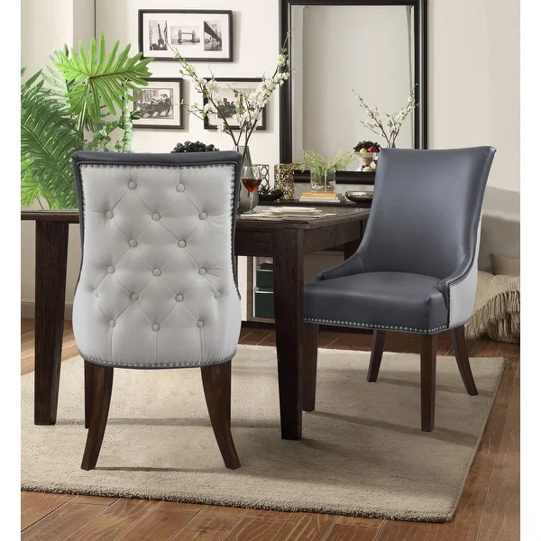 Chic Home Cooper PU Leather Linen Upholstered Dining Chair, Set of 2