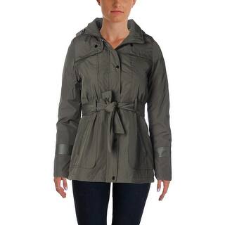 Weather Tamer Womens Faux Trim Belted Jacket