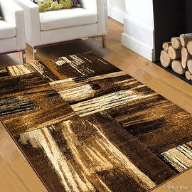 Brown Allstar Modern. Contemporary Woven Rug. Drop-Stitch Weave Technique. Carved Effect. Pop Colors (7' 10" x 10')
