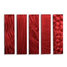 Statements2000 Set of 5 Red Metal Wall Art Accents by Jon Allen - 5 Easy Pieces Red