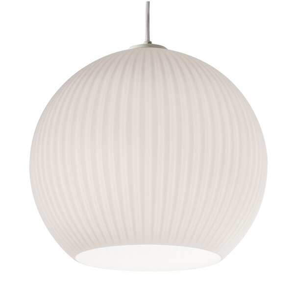 Cleo 1-light White Pendant, Frosted Ribbed White Glass Shade