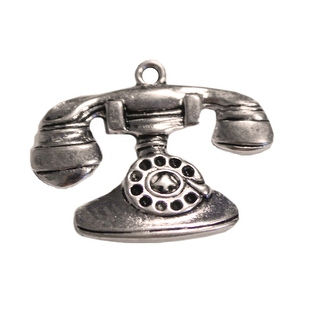 Silver Embellishments 15/Pkg-Vintage Telephone