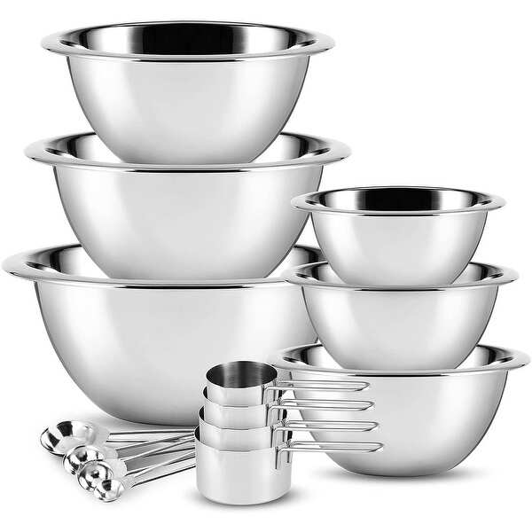 Joytable Premium Stainless Steel Mixing Bowl, Measuring Cups, and Spoon Set