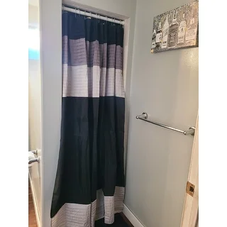 Madison Park Infinity Black Pieced Faux Silk Shower Curtain