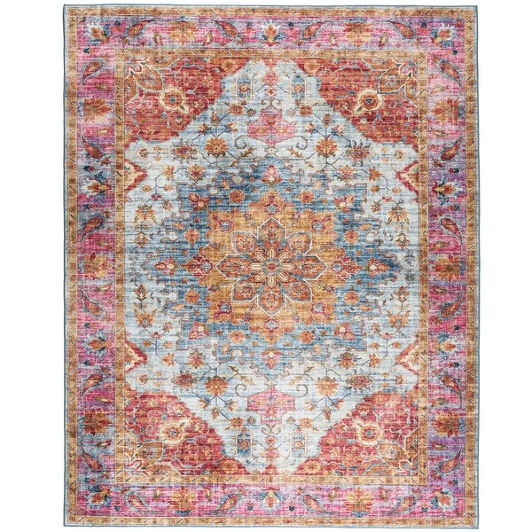 ReaLife Machine Washable - Distressed Vintage Medallion Rug