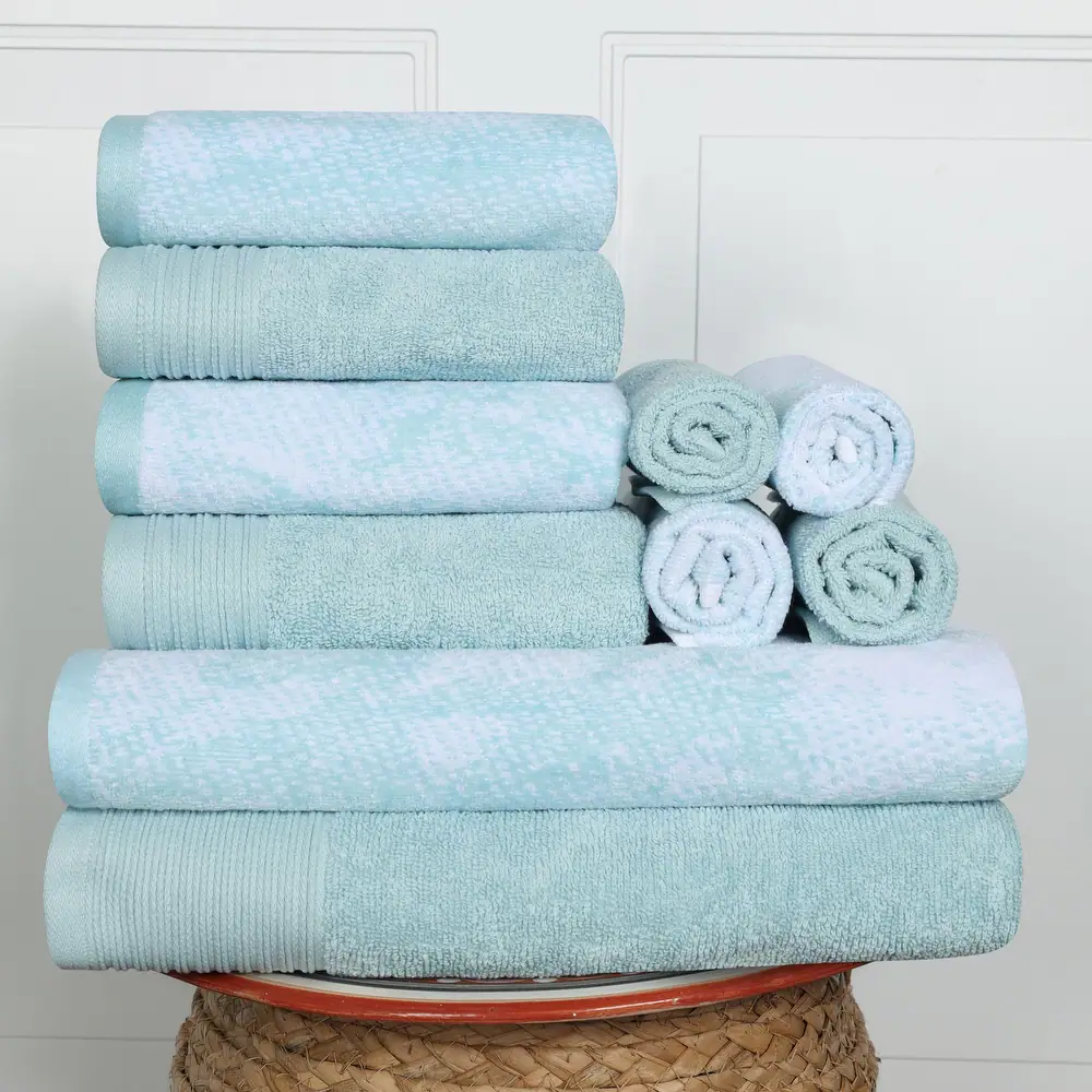 Superior 100% Cotton Quick-Drying Solid and Marble 10-Piece Towel Set