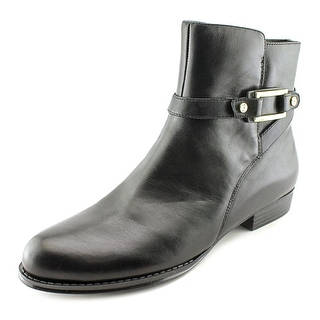 Isaac Mizrahi Tinker Women W Round Toe Leather Black Ankle Boot