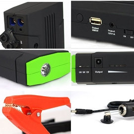 Indigi® 12800mAh HeavyDuty Rugged Portable Automotive Jump Starter PowerBank w/ USB Charging Port & LED Flashlight