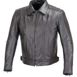 Men Motorcycle Biker Cruiser Leather Jacket 5pc Removable CE Armor Black MBJ016