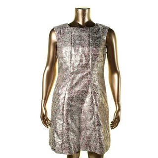 Tahari ASL Womens Roger Metallic Textured Party Dress