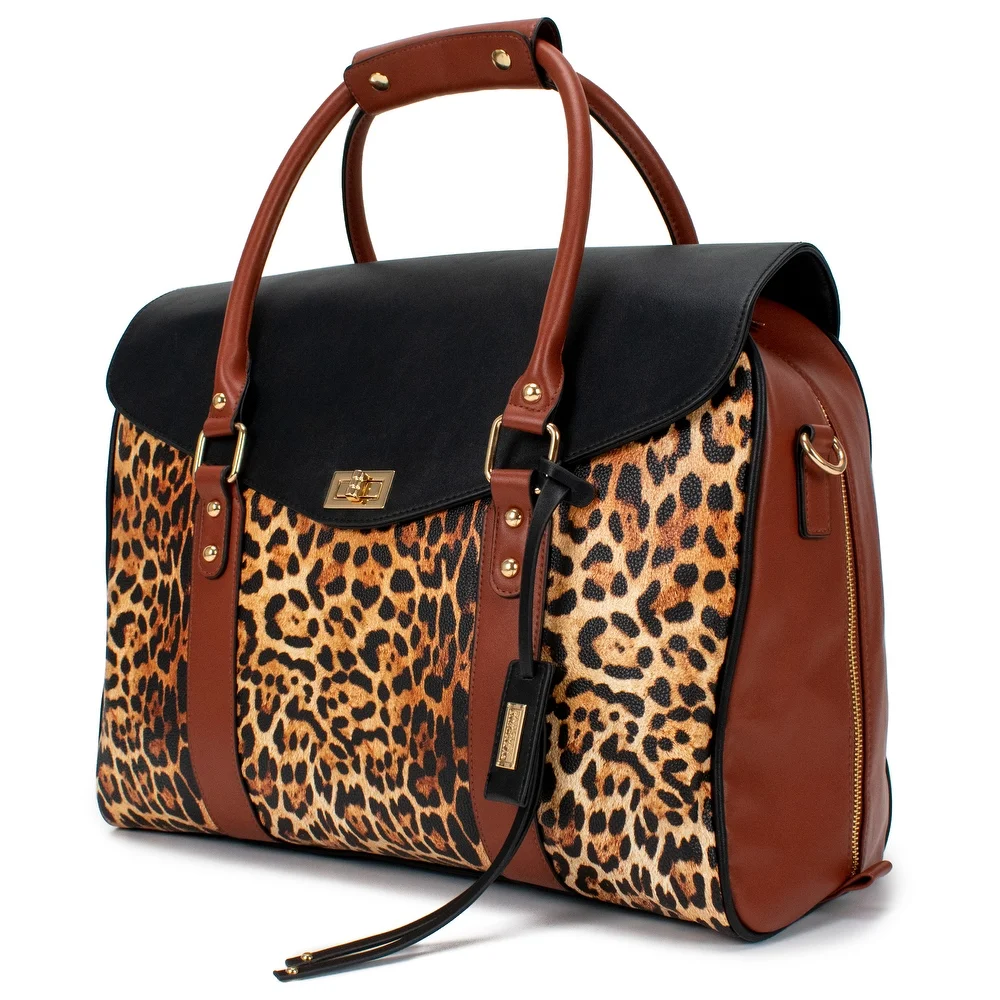 BADGLEY MISCHKA Animal Print Tote Weekender Bag (Leopard / Tiger)