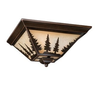 Vaxcel Lighting CC55514 Yosemite 3 Light Flush Mount Indoor Ceiling Fixture with Tree Portrait Glass Shade - 14 Inches Wide