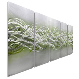 Statements2000 Green & Silver Modern Abstract Metal Wall Art Sculpture by Jon Allen - Blades of Spring