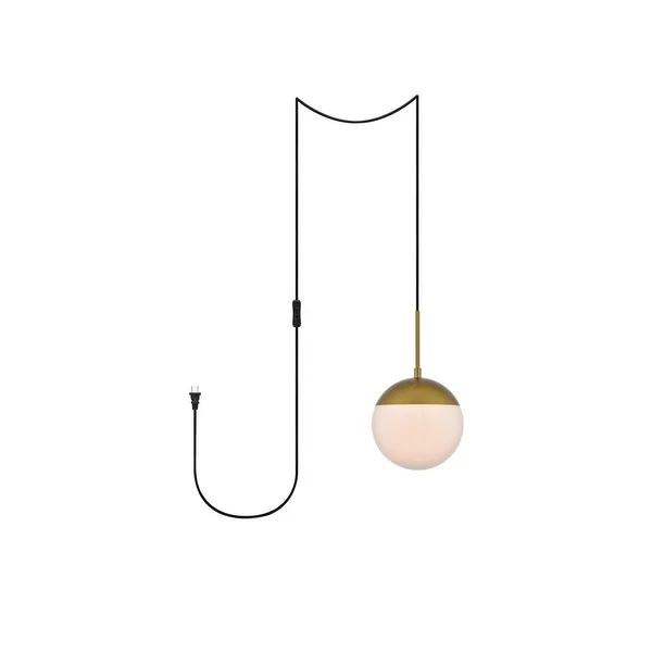 Elian 1-Light Plug in Pendant with frosted white shade - 8" Diameter