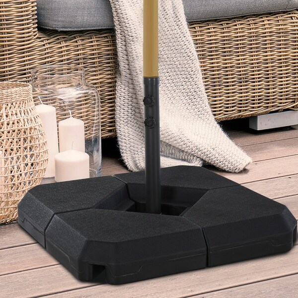 Outsunny Umbrella Stand Fitting 48mm Poles and Steel Base with 4 Fillable Plastic Weights, 4 Gal. Capacity Each, Black