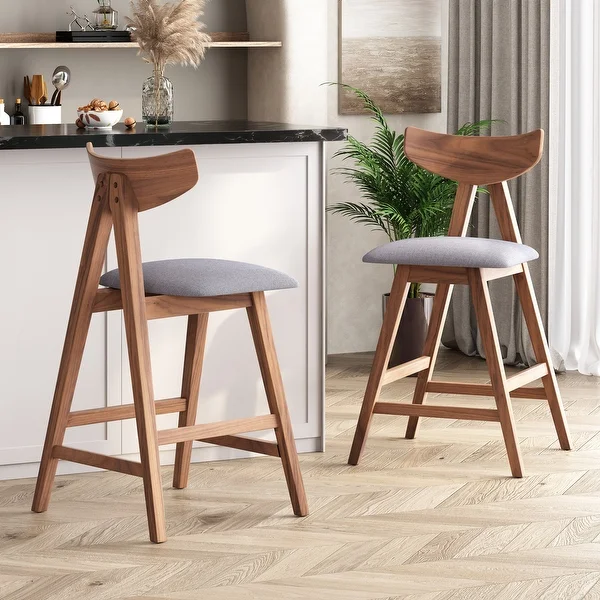 Stocker Fabric and Rubberwood Counter Stools (Set of 2) by Christopher Knight Home