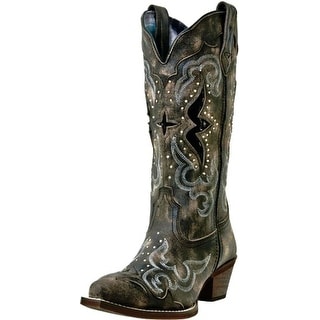 Laredo Western Boots Womens Lucretia Snake Print Inlay Black Tan 52133
