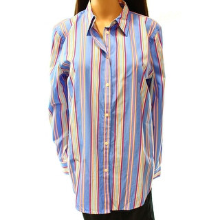 Lauren Ralph Lauren NEW Blue Striped Women's Size 10 Button Down Shirt