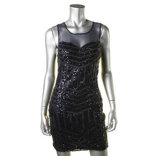 As U Wish Womens Sequined Party Cocktail Dress - L