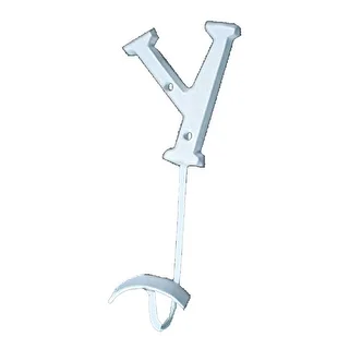 Letter Hook Y Wrought Iron White Decorative
