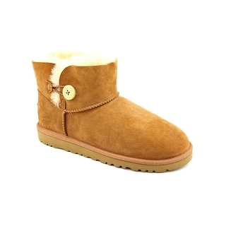 Ugg Australia Mini Bailey Button Youth Round Toe Suede Brown Winter Boot