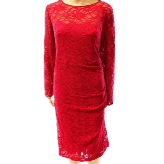 Lauren Ralph Lauren NEW Red Women's Size 22W Plus Sheath Lace Dress