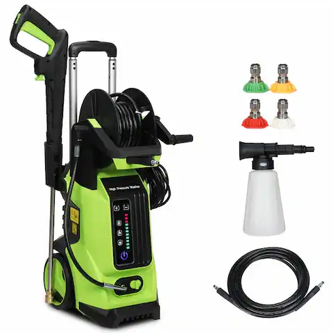 3500PSI 2.6 GPM Powerful Electric Pressure Washer with 4 Quick Connect Nozzles - Green