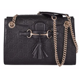 NEW Gucci Women's 369621 Black GG Guccissima Leather Emily Purse Handbag