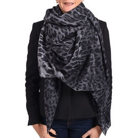 Roberto Cavalli Women's Leopard Print Silk Scarf Black Charcoal