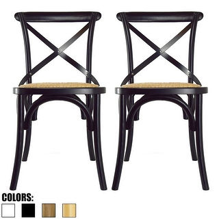 2xhome - Set of Two (2) - Antique Style Cross Back Wooden Frame Dining Chairs