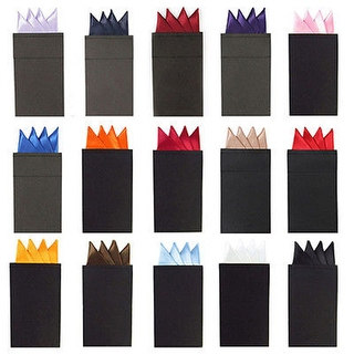 Men's Solid Color 4 Point Pre Folded Silk Pocket Squares on Card