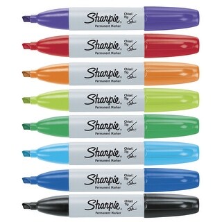Sharpie Water Resistant Permanent Marker, Chisel Tip, Assorted Color, Pack of 8