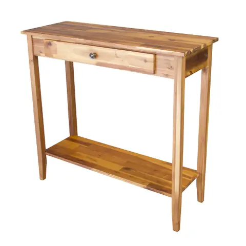 Solid Acacia Wood 1-drawer Console Table with Bottom Shelf